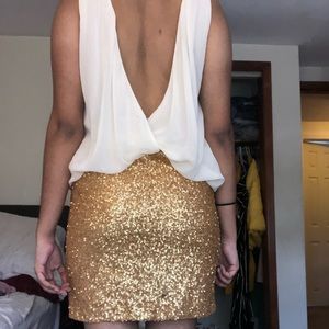 White & Gold Sequin Dress!